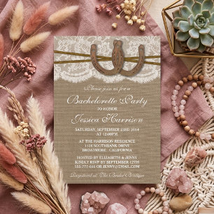Convite Festa de solteira Rustic Burlap & Lace
