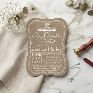 Convite Festa de solteira Rustic Country Burlap