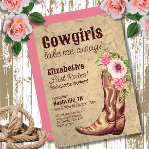 Convite Festa de solteira Rustic Pink Cowgirl