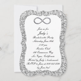 Convite Festa de Solteira Silver Glitter Silver Infinity