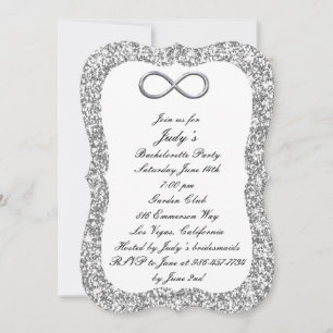 Convite Festa de Solteira Silver Glitter Silver Infinity
