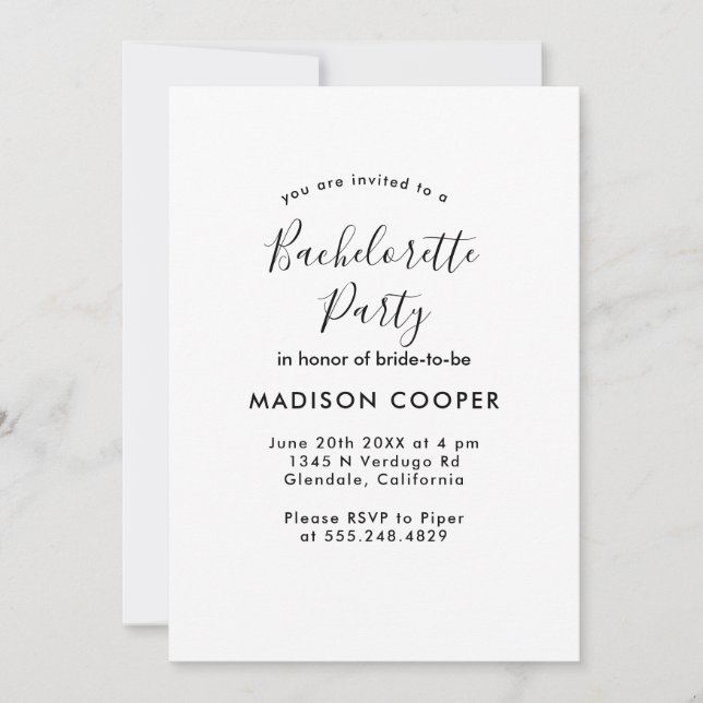 Convite festa de solteira simples e elegante (Frente)