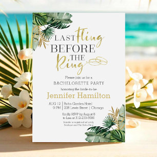 Convite Festa de solteira tropical de aquarela