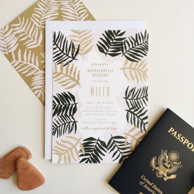 Convite Festa de solteira tropical de Palm Getaway (Criador carregado)