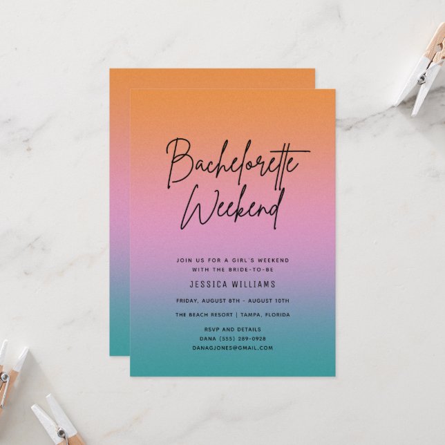 Convite Festa de solteira Verão Fim de Semana (Frente/Verso In Situ)