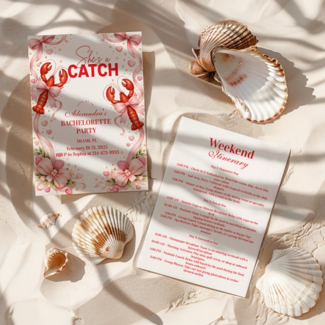 Convite Festa de Solteira Vintage Coastal Catch (Criador carregado)