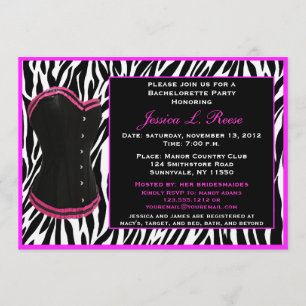 Convite Festa de solteira Zebra do Corset Negro