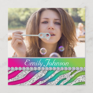 Convite Festa de solteira Zebra - Joias Verdes Rosa