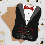 Convite Festa de Solteirão Esmoquin Glitter Vermelho Chiqu<br><div class="desc">Celebre com estilo com esses convites de festa de solteirão da moda. O design é fácil de personalizar com sua própria redação e sua família e amigos ficarão emocionados quando receberem esses convites de festa fabulosos.</div>