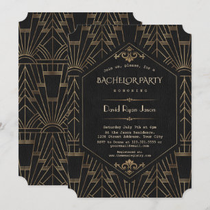 Convite Festa de Solteirão Royal Gold Black Great Gatsby a