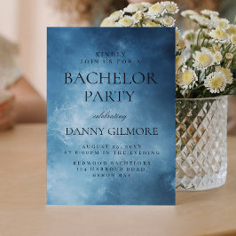 Convite Festa de solteiro azul-escuro simples e elegante