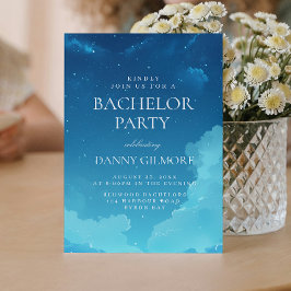 Convite Festa de solteiro Azul Simples e Elegante