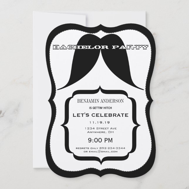 Convite Festa de Solteiro Bigode Certo Bigodudo Retro (Verso)