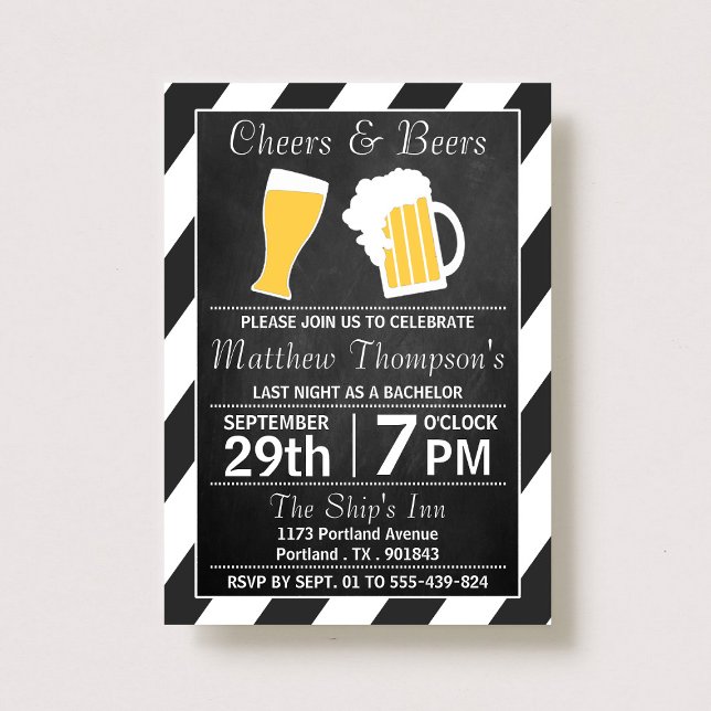Convite Festa de Solteiro Cheers & Beers Chalkboard (Criador carregado)