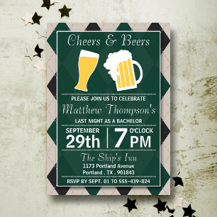 Convite Festa de Solteiro Cheers & Beers Trendy Green