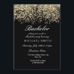 Convite Festa de Solteiro Preto Confete Brilhante Dourado<br><div class="desc">Festa de Solteiro Preto Confete Brilhante Dourado
Convite de Confete Brilhante Dourado Falso.
Coleção correspondente na loja Niche and Nest.
Design por Studio Denmark</div>