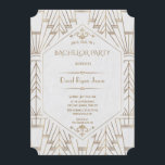 Convite Festa de Solteiro Royal White Gold Great Gatsby<br><div class="desc">Desenho de cartão para Festa de Solteiro Royal White Gold Great Gatsby. Desenho de cartão romântico e vintage com estilo art déco Great Gatsby, velho Hollywood dos anos 20, com sobreposição de Fleur-de-lis em folha de ouro falsa, divisor e fontes lindas. Use a ferramenta de personalização para adicionar suas informações....</div>