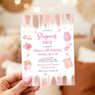 Convite Festa de Sono Spa Maquiagem Menina Rosa Aniversári