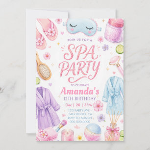 Convite Festa de Spa para Meninas Aniversário