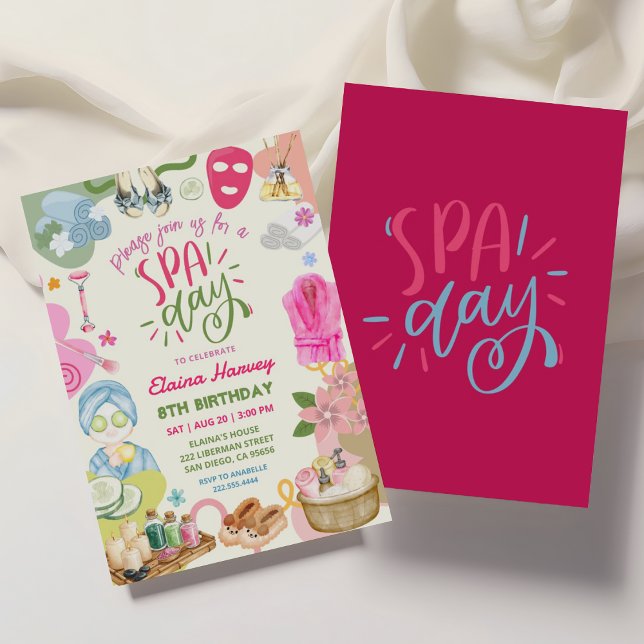 Convite Festa de Spa para Meninas Aniversário (Criador carregado)