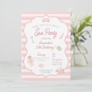 Convite Festa de Spa Rosa Aniversário de menina pré-adoles