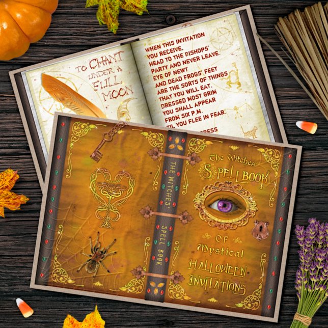 Convite Festa de Spell Magic Spell Book Spooky (Criador carregado)