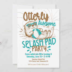 Convite Festa de Splash Pad para crianças Otter Verão Pisc