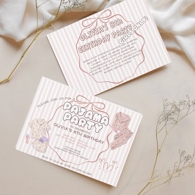 Convite Festa de stripes e arco (Criador carregado)