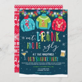 Convite Festa De Suéter Feio Convide Bebida E Seja Feia