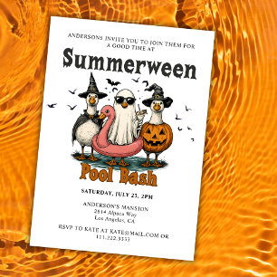 Convite Festa de Summerween na Piscina de Halloween de Ver