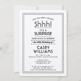 Convite Festa de Surpresa de Aniversário! Elegante Simples