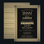 Convite Festa de Surpresa de Aniversário! Preto Elegante e<br><div class="desc">Você pode guardar um segredo? Convide a família e os amigos para uma elegante e excitante celebração de aniversário surpresa com convites de festas personalizados de folha de ouro preto e preto. Toda a redação desta modelo é simples de personalizar, incluindo a mensagem que diz "Shhh! É uma SURPRESA." O...</div>