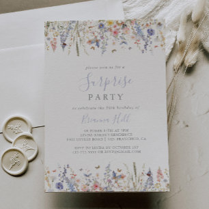 Convite Festa de Surpresa de Flor Selvagem de Verão Multic
