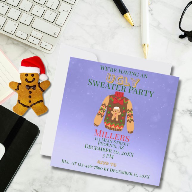 Convite Festa de Sweater Feia (Ugly Sweater Party Invitation)