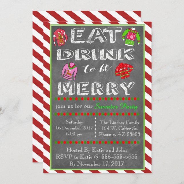Convite Festa de Sweater Natal (Frente/Verso)