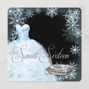 Convite Festa de Sweet Sixteen do Floco de Neve Azul de In