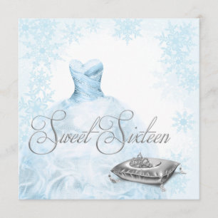 Convite Festa de Sweet Sixteen Floco de Neve Azul de Inver