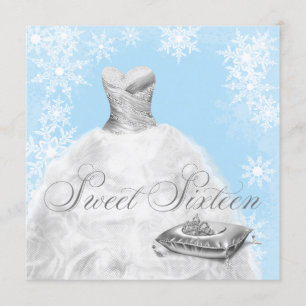 Convite Festa de Sweet Sixteen Floco de Neve Azul de Inver