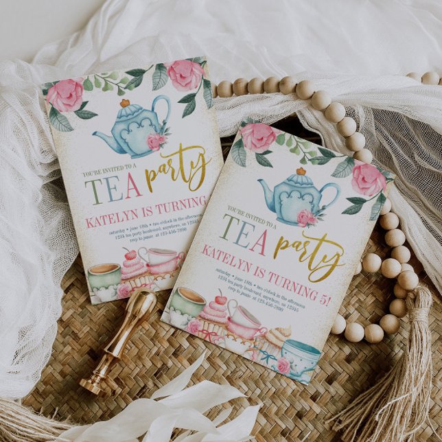 Convite Festa de Tea Floral Aniversário (Criador carregado)