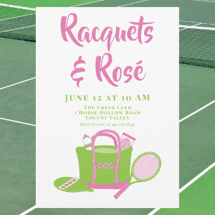 Convite Festa de Tênis Racquets & Rosé / Coquetel Preppy