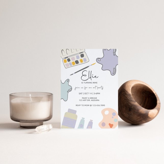 Convite Festa de Tinta, Aniversário de Arte, Qualquer Idad (Criador carregado)