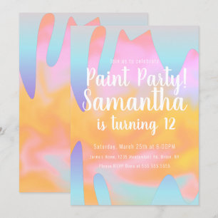 Convite Festa de Tinta Colorida Derrubando o Aniversário 