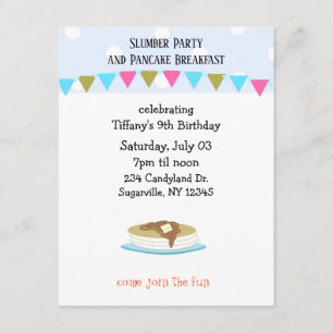 Convite Festa de Travesseiros e Café da Manhã com Panqueca