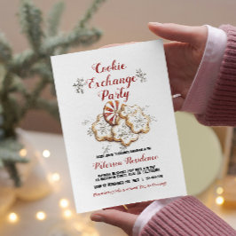 Convite Festa de Troca de Biscoitos de Natal Branco Elegan