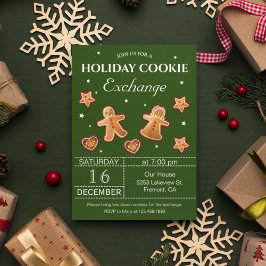 Convite Festa de Troca de Biscoitos de Natal com Foco Verd