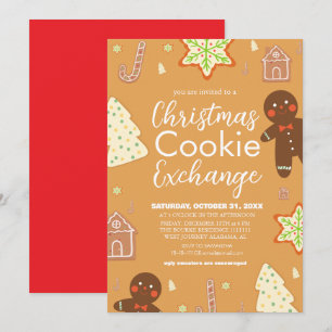Convite Festa de Troca de Biscoitos de Natal com Letra Ele