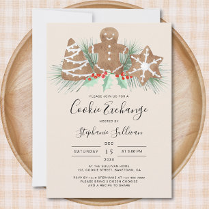 Convite Festa de Troca de Biscoitos de Natal Homem de Pão 