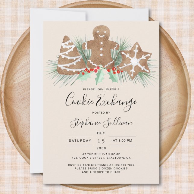 Convite Festa de Troca de Biscoitos de Natal Homem de Pão  (Criador carregado)