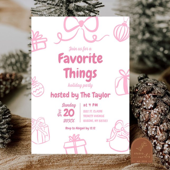 Convite Festa de troca de coisas favoritas cor-de-rosa des (Criador carregado)