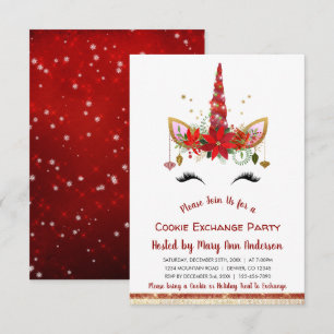 Convite Festa de Troca de Cookies de Natal do Unicórnio